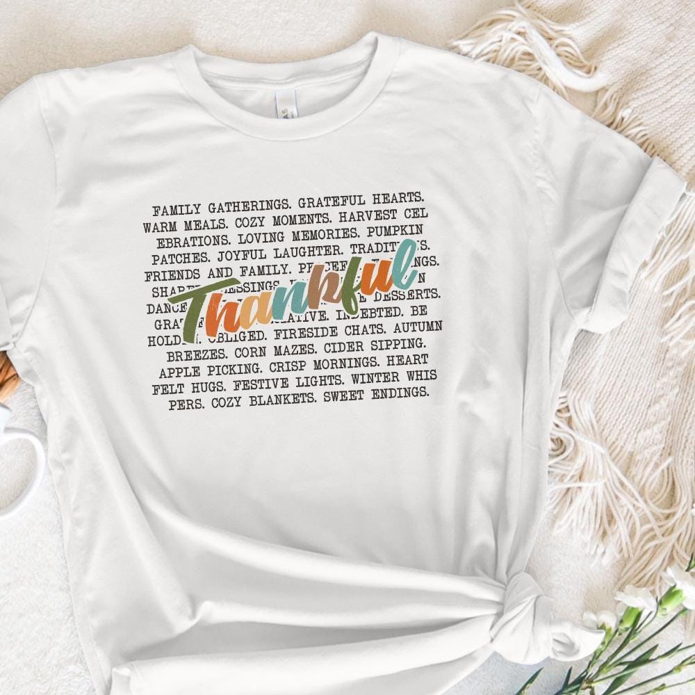 Thankful Words PNG, Thanksgiving png - 300 DPI Design for T-Shirt