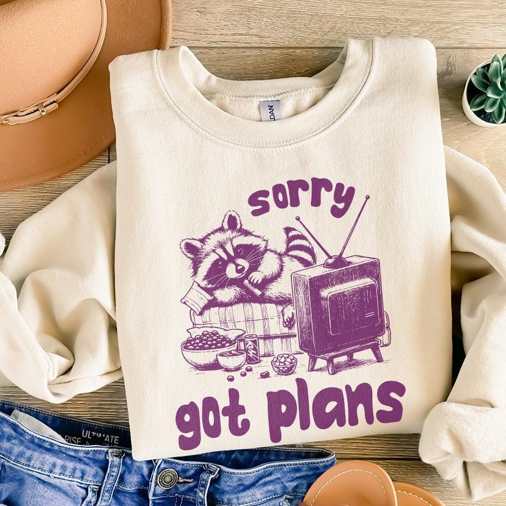 Sorry Got Plans, Funny Raccoon Design - 300 DPI Design for T-Shirt