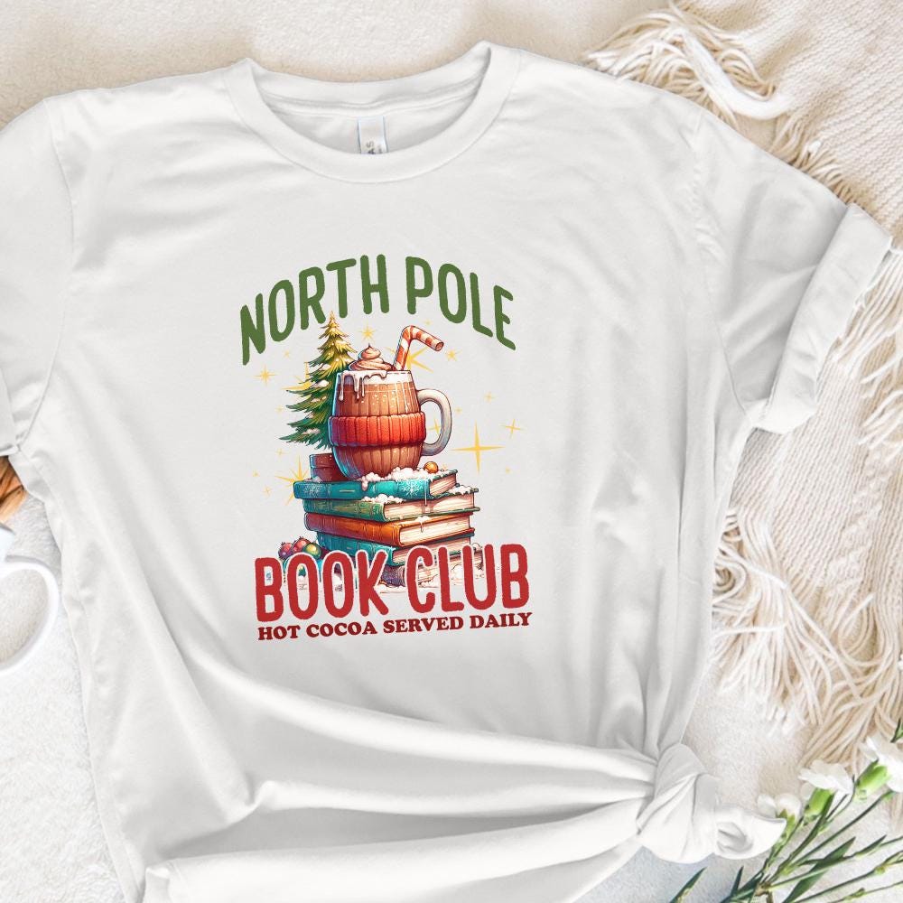 North Pole Book Club PNG, Christmas Books Png - 300 DPI Design for T-Shirt