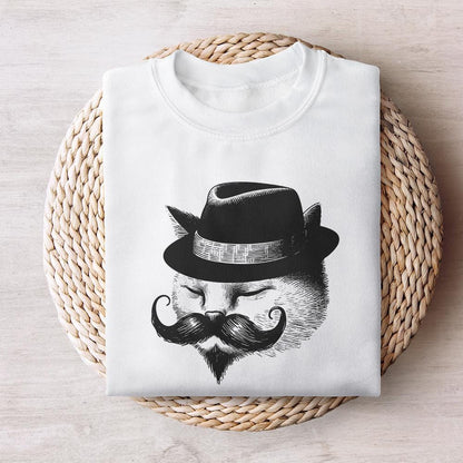 Cute Vintage Gentleman Cat, Handdrawn Style Cat - 300 DPI Design for