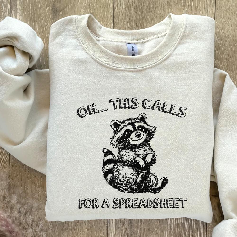 Oh This Calls for a Spreadsheet, Funny Raccoon PNG - 300 DPI Design for