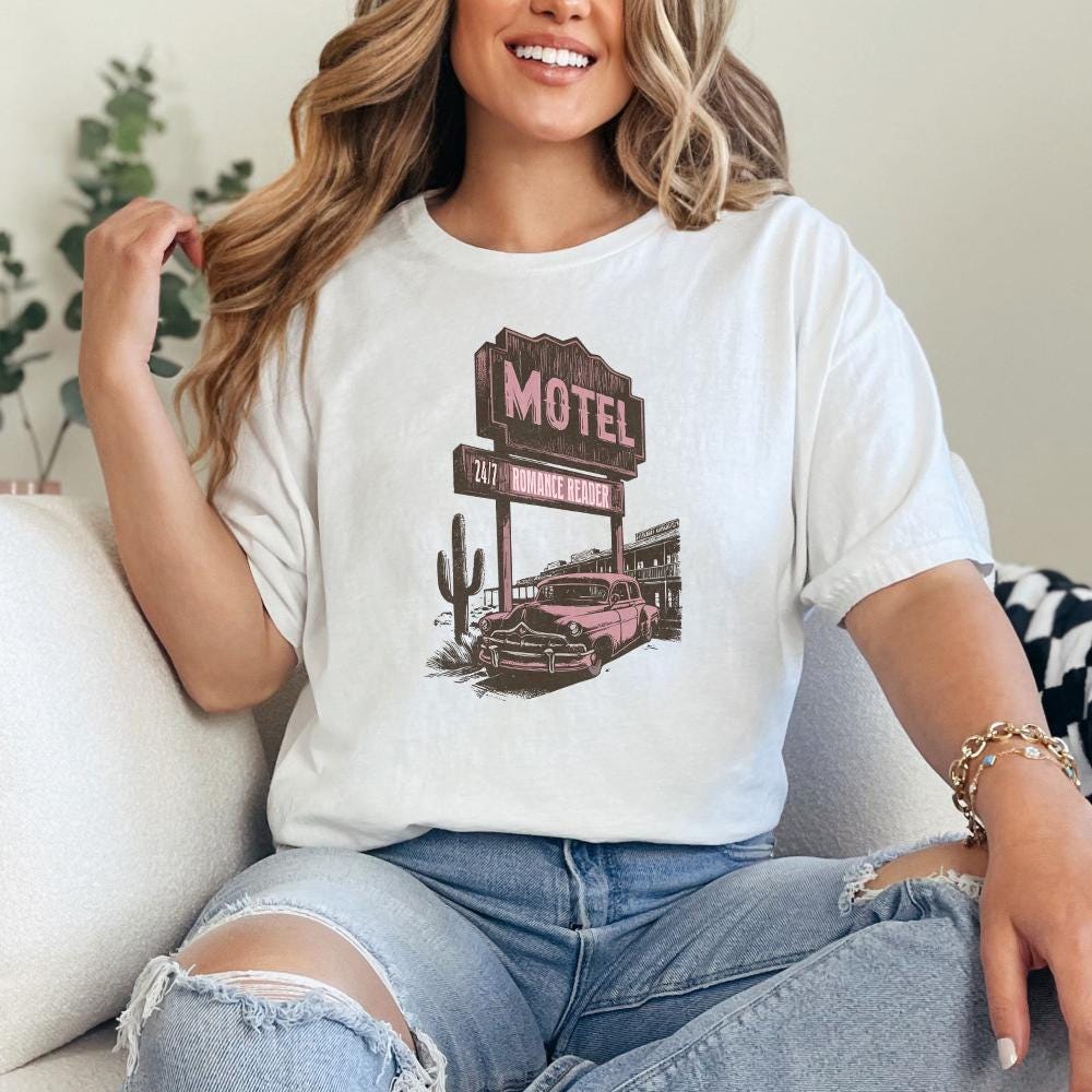 Romance Reader Motel PNG, Trendy Vintage Bookish Retro Art - 300 DPI