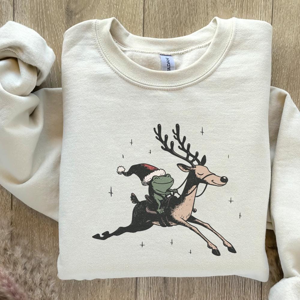 Funny Christmas Frog PNG, Retro frog Sublimation - 300 DPI Design for