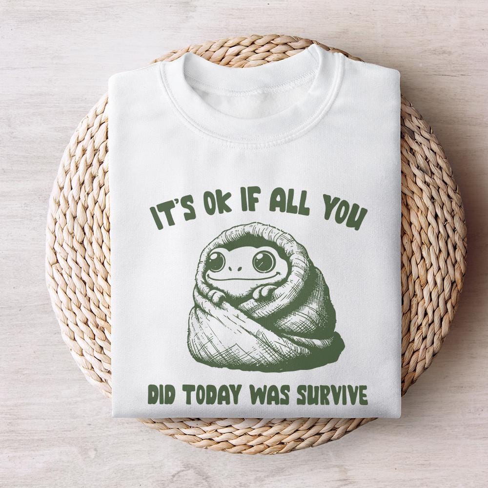 Trendy Mental Health PNG, Cozy Frog Clipart - 300 DPI Design for T-Shirt