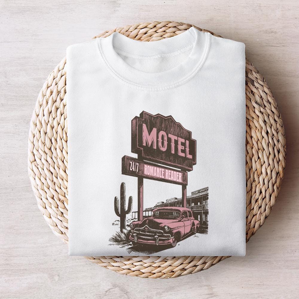 Romance Reader Motel PNG, Trendy Vintage Bookish Retro Art - 300 DPI