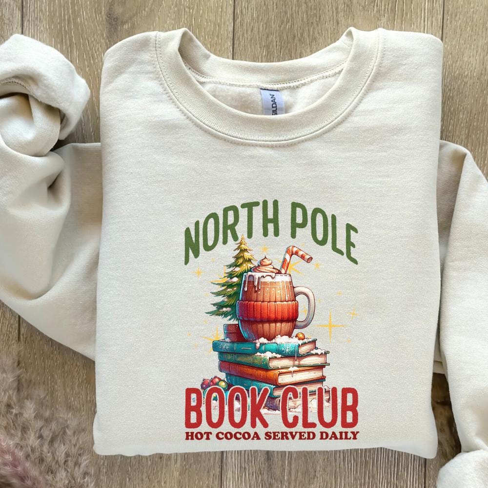 North Pole Book Club PNG, Christmas Books Png - 300 DPI Design for T-Shirt