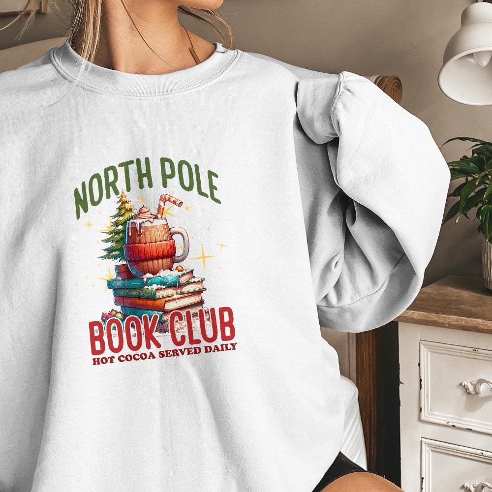 North Pole Book Club PNG, Christmas Books Png - 300 DPI Design for T-Shirt