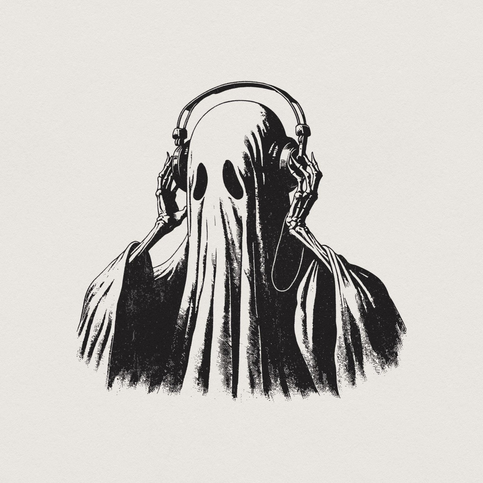 Ghost Listening Music PNG, Ghosts png - 300 DPI Design for T-Shirt