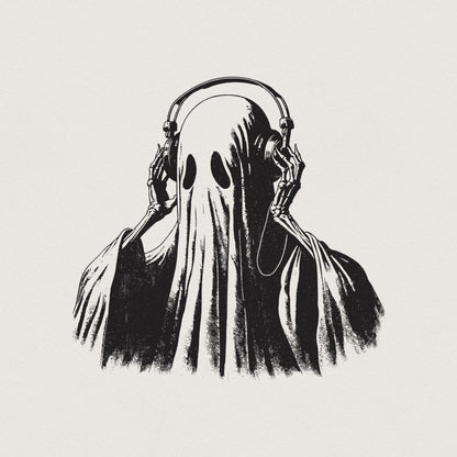 Ghost Listening Music PNG, Ghosts png - 300 DPI Design for T-Shirt