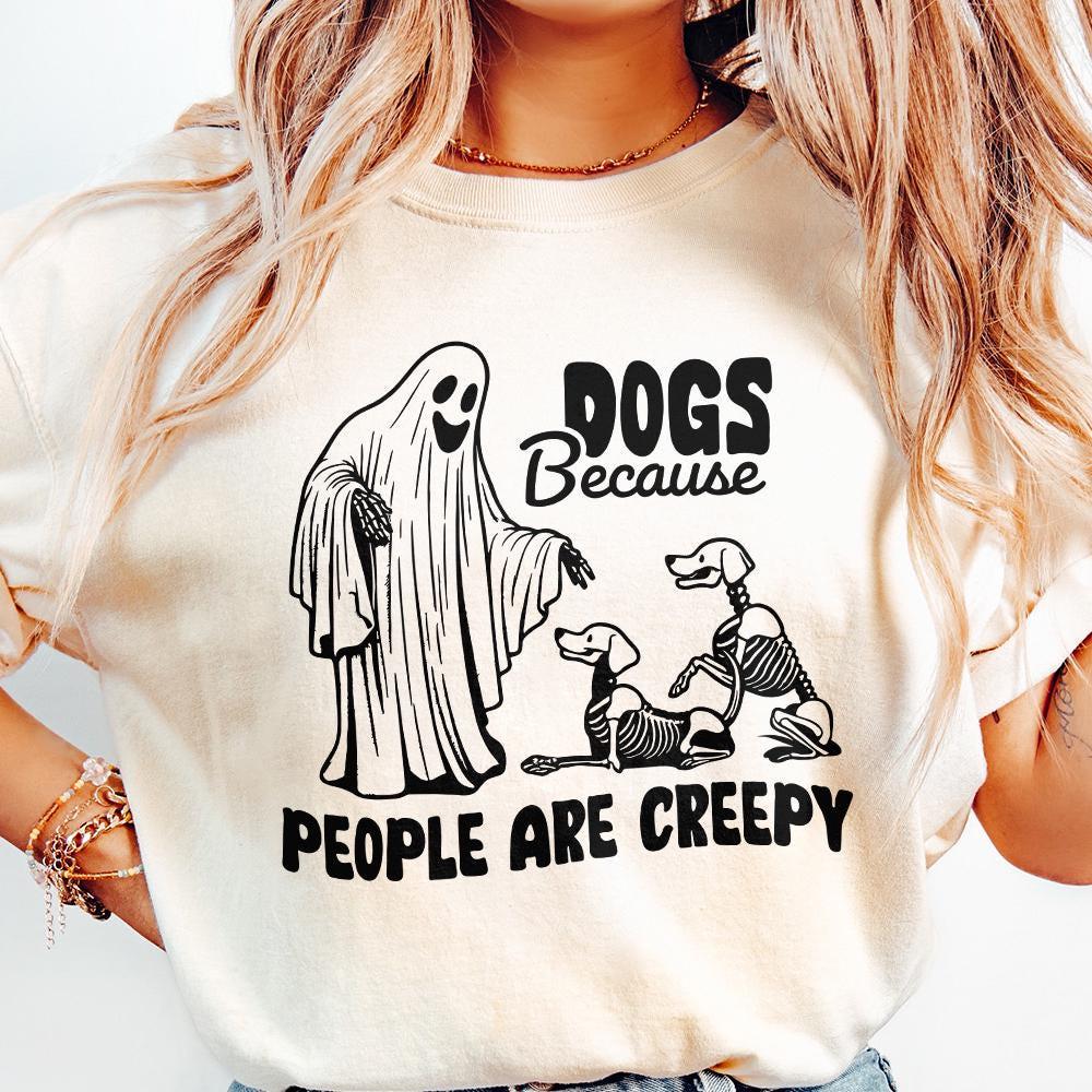 Dogs Because People Are Creepy PNG, Retro Halloween - 300 DPI Design for