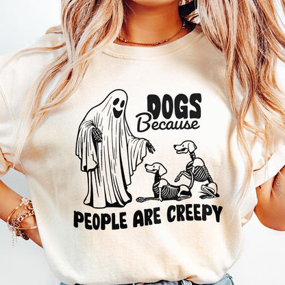 Dogs Because People Are Creepy PNG, Retro Halloween - 300 DPI Design for