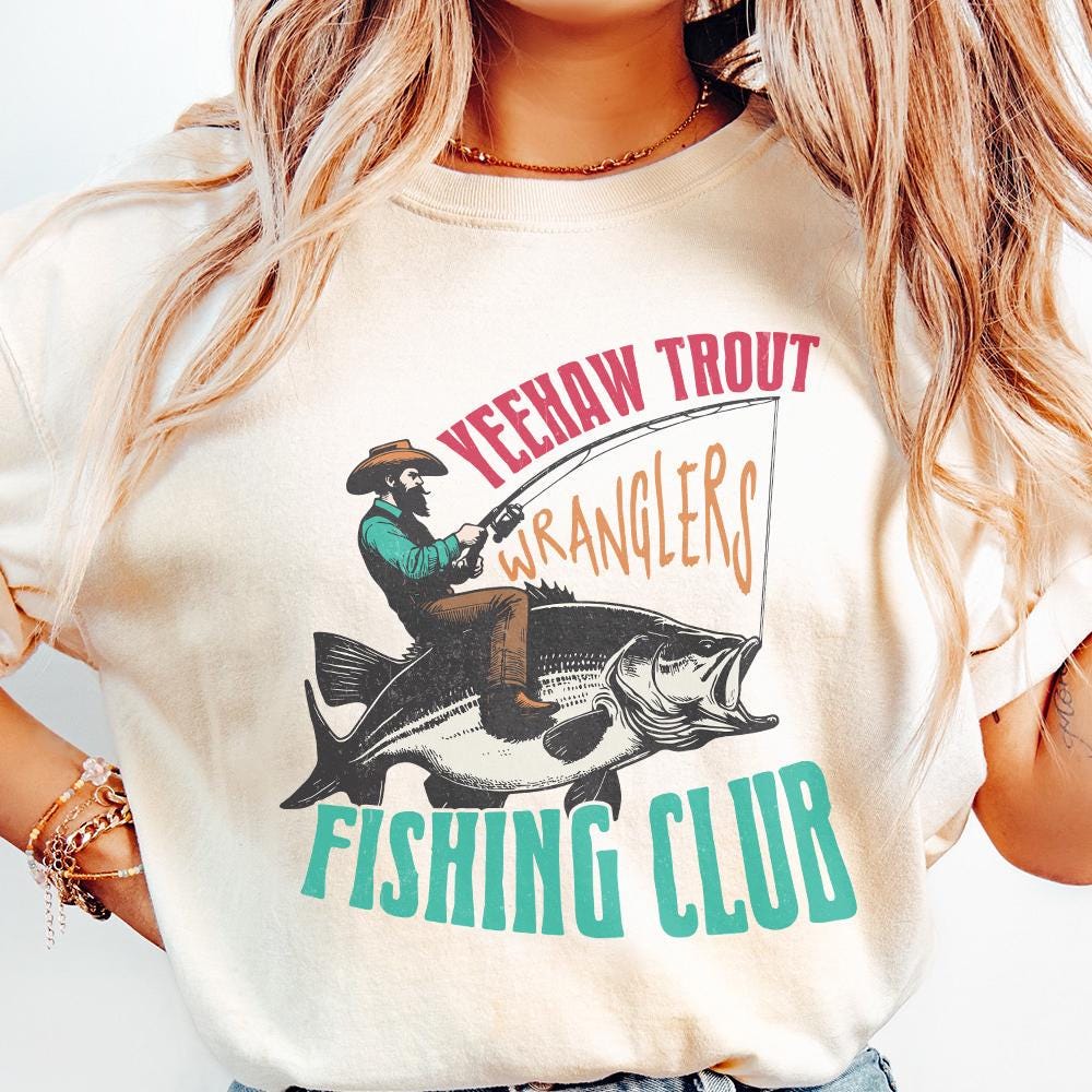 Trendy Western Fishing Club PNG, Digital Download - 300 DPI Design for