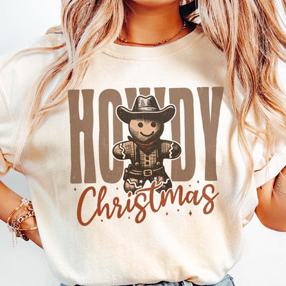 Howdy Christmas Gingerbread Man PNG, Retro Christmas Shirt PNG - 300 DPI