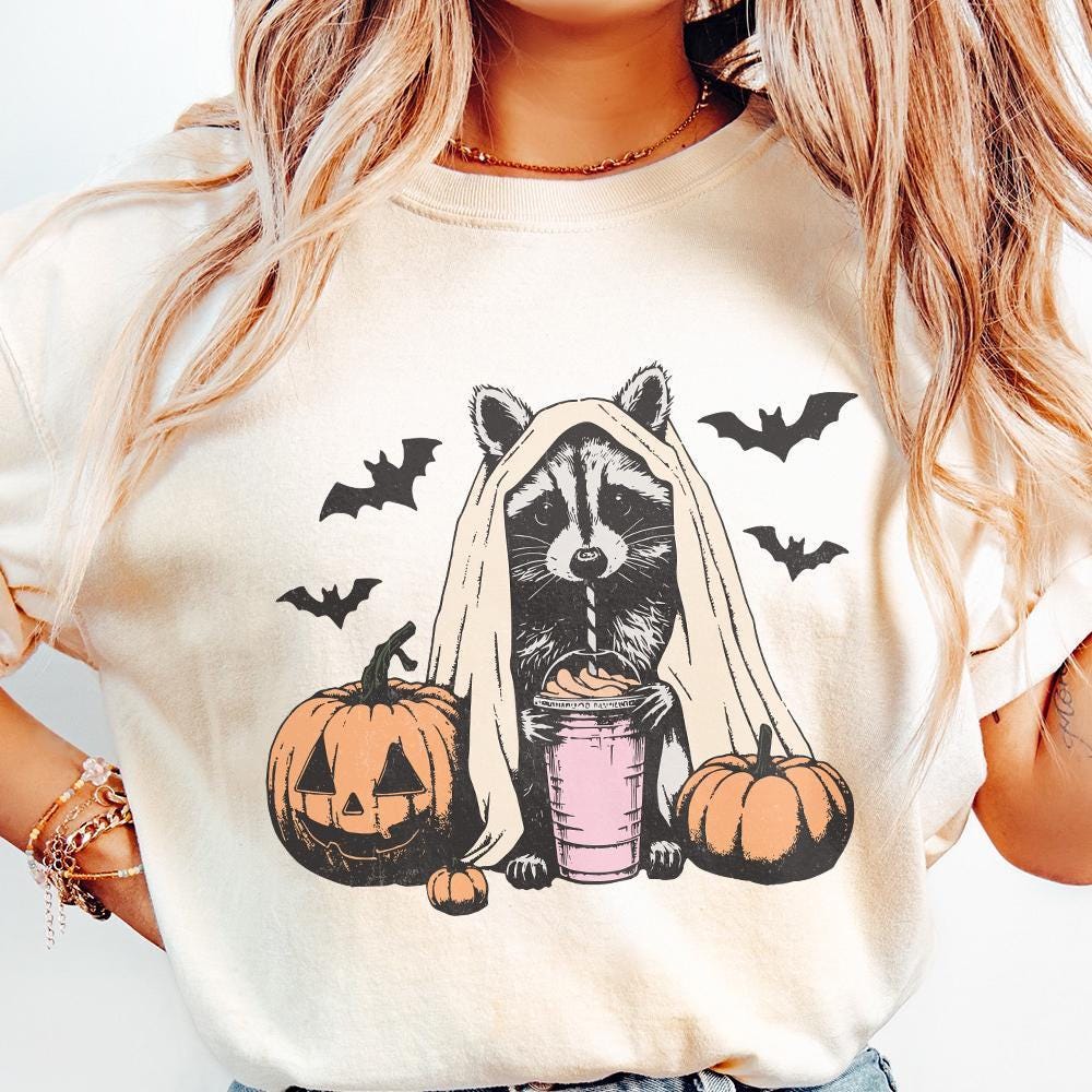 Cute Raccoon Ghost PNG, Halloween png - 300 DPI Design for T-Shirt