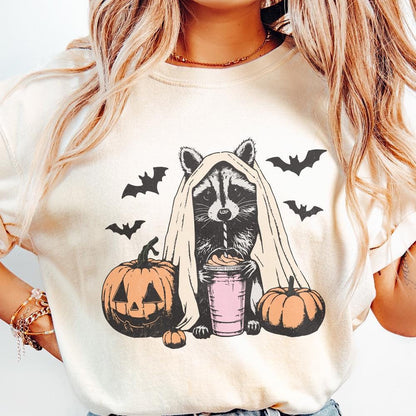 Cute Raccoon Ghost PNG, Halloween png - 300 DPI Design for T-Shirt