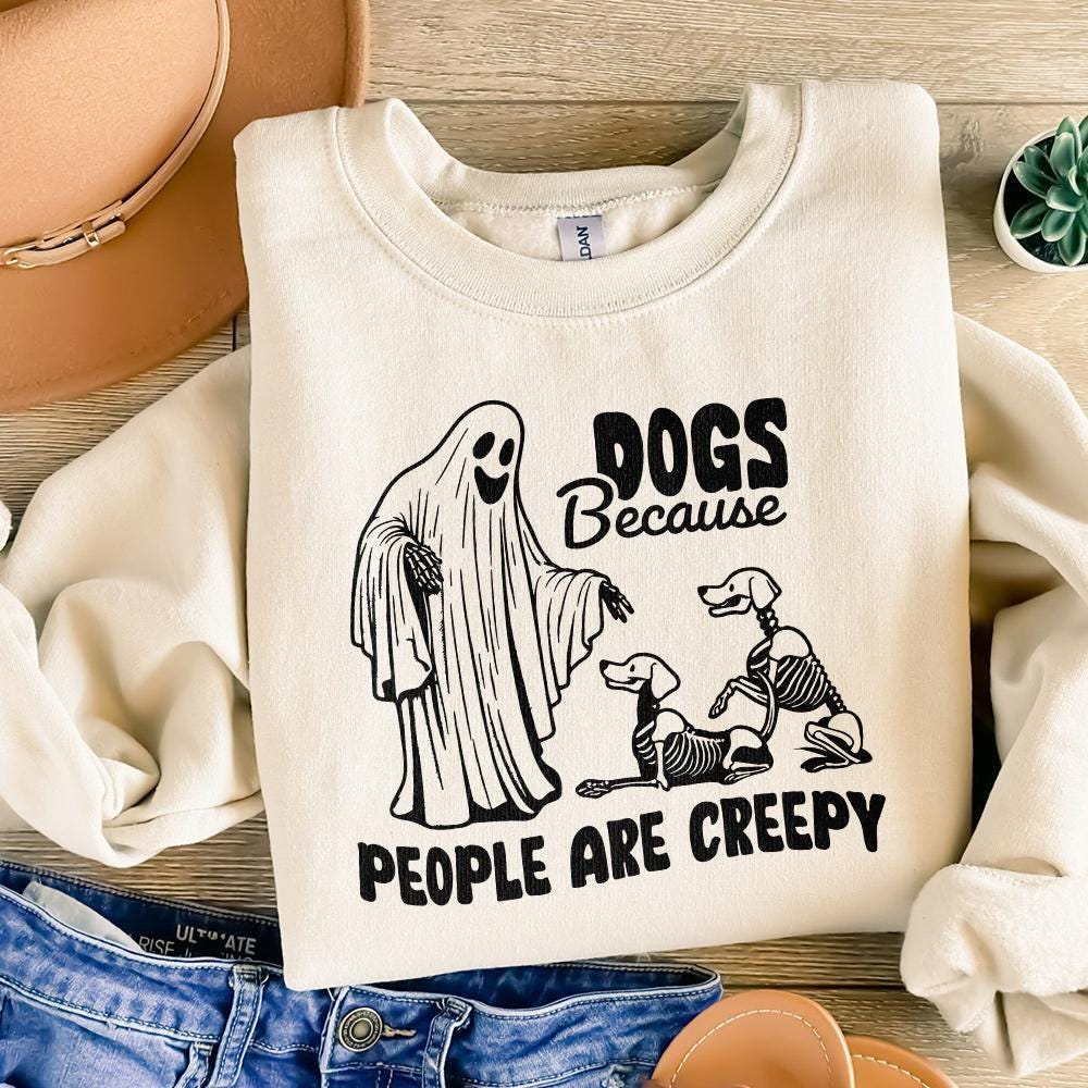 Dogs Because People Are Creepy PNG, Retro Halloween - 300 DPI Design for