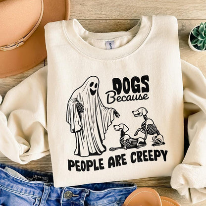 Dogs Because People Are Creepy PNG, Retro Halloween - 300 DPI Design for