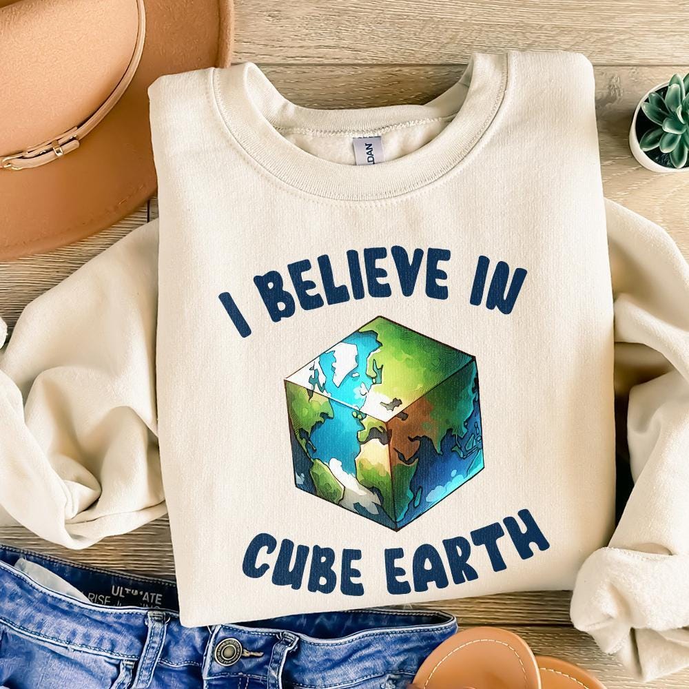 I Believe In Cube Earth png, Earth Sublimation - 300 DPI Design for T-Shirt