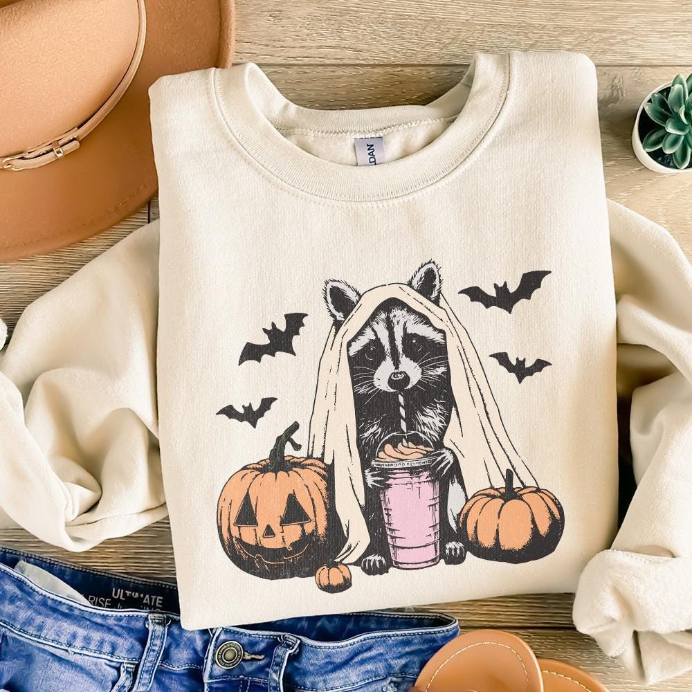 Cute Raccoon Ghost PNG, Halloween png - 300 DPI Design for T-Shirt