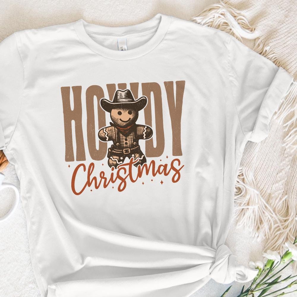 Howdy Christmas Gingerbread Man PNG, Retro Christmas Shirt PNG - 300 DPI