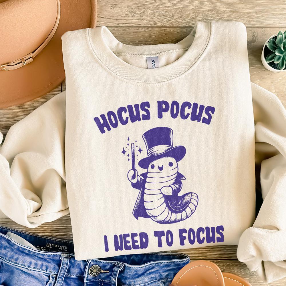 Hocus Pocus I Need to Focus PNG, Cute Worm Design PNG - 300 DPI Design