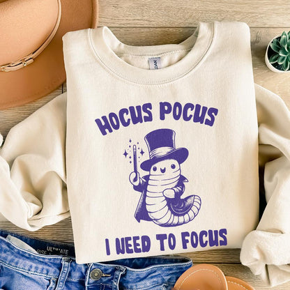 Hocus Pocus I Need to Focus PNG, Cute Worm Design PNG - 300 DPI Design