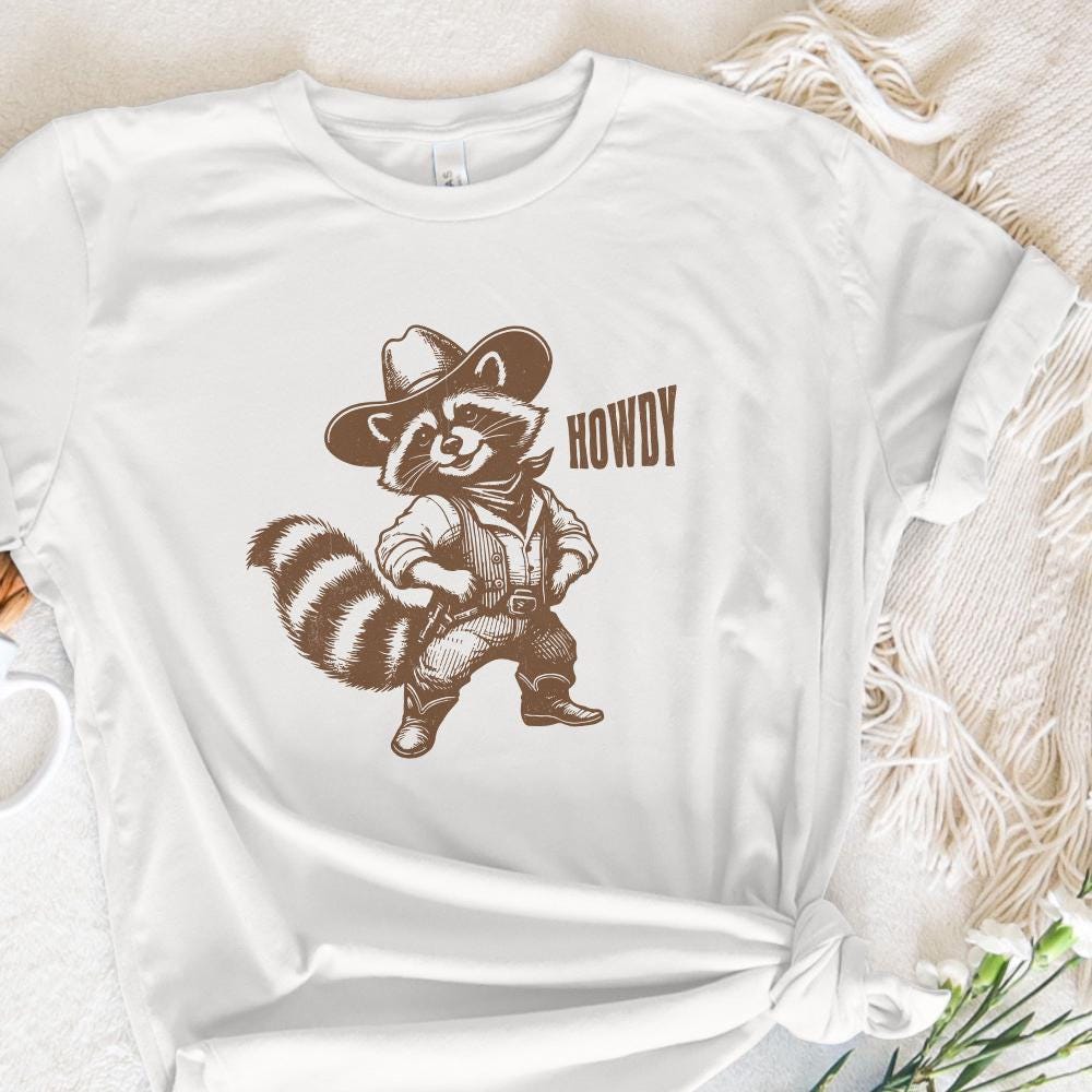 Howdy Raccoon Png, Western Saying - 300 DPI Design for T-Shirt