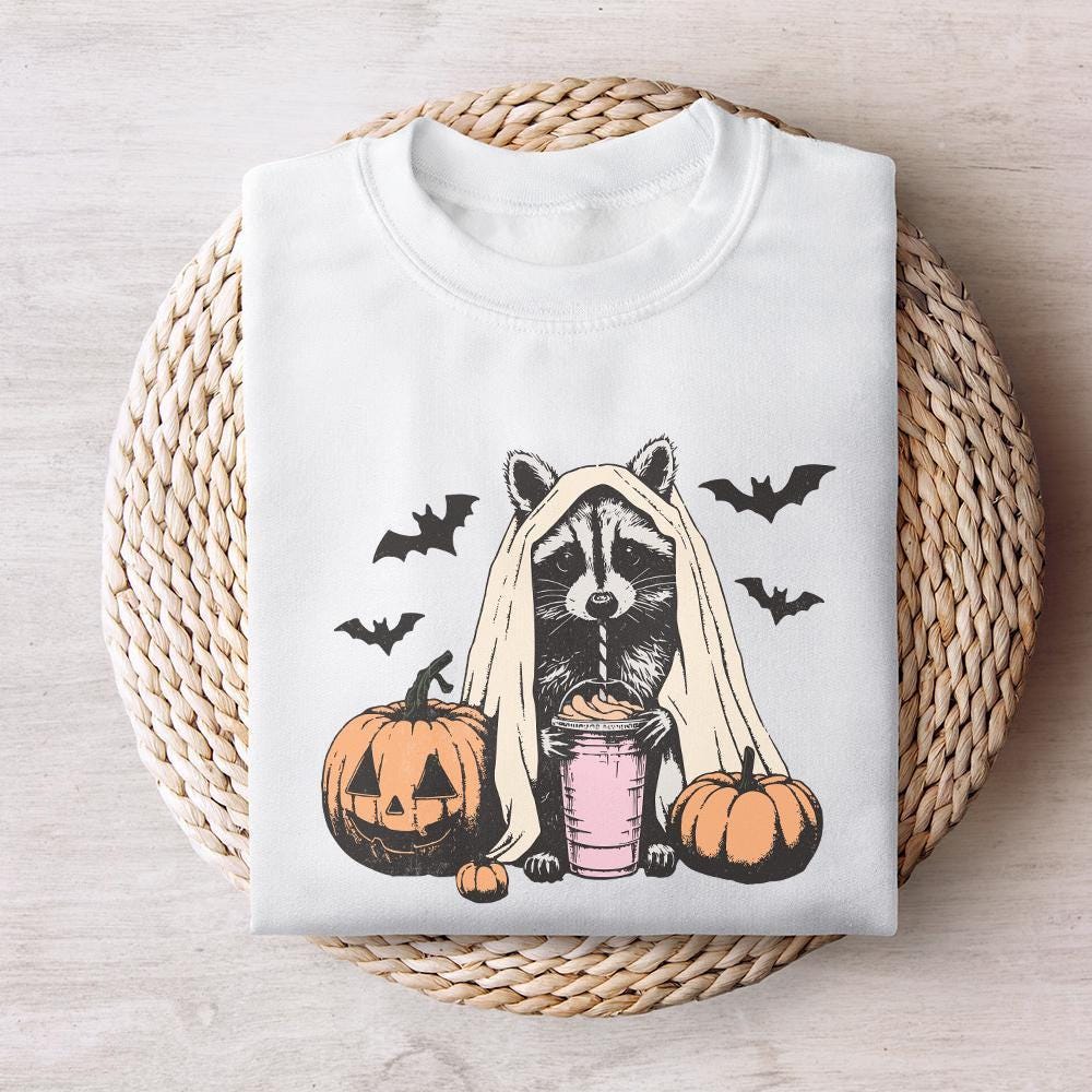 Cute Raccoon Ghost PNG, Halloween png - 300 DPI Design for T-Shirt