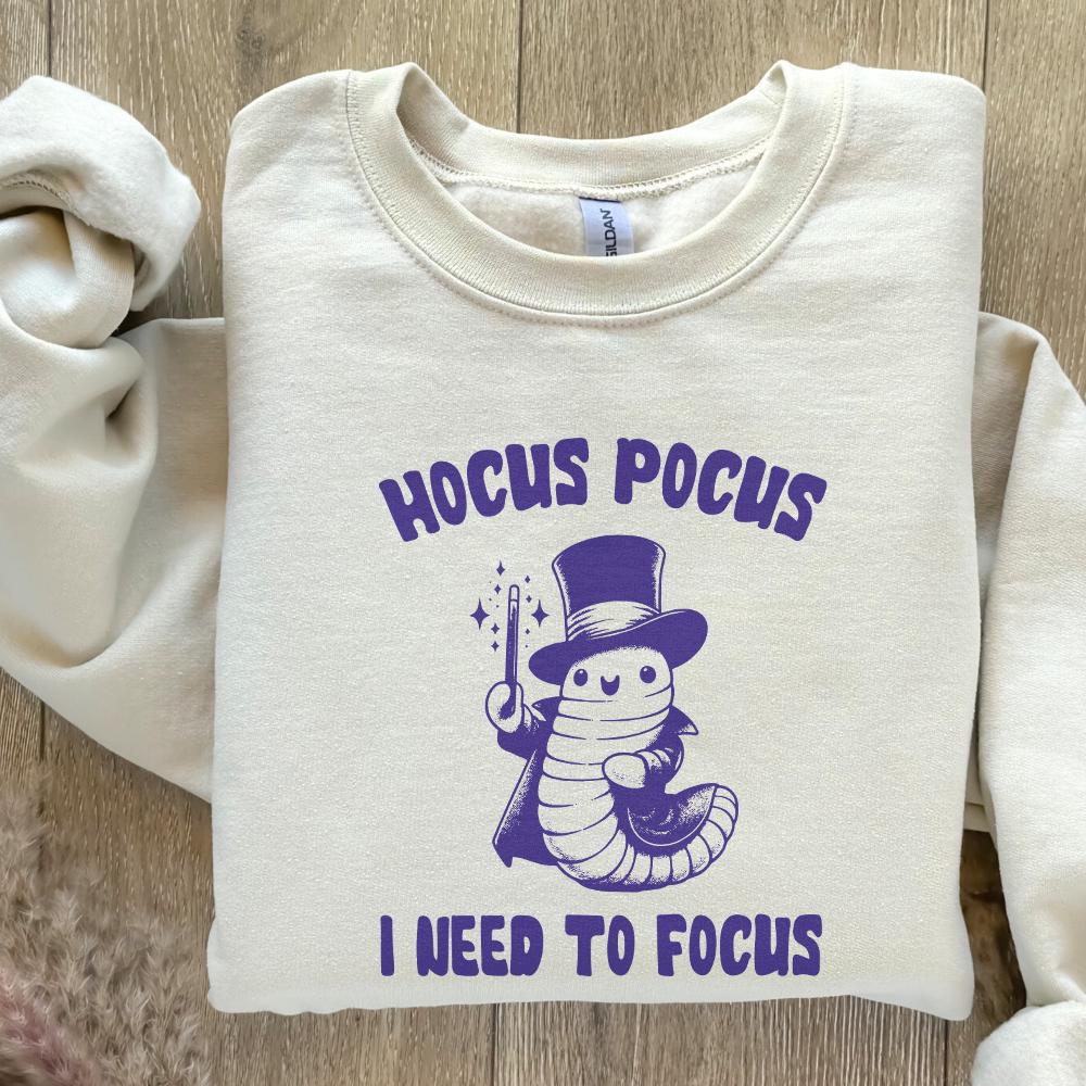 Hocus Pocus I Need to Focus PNG, Cute Worm Design PNG - 300 DPI Design