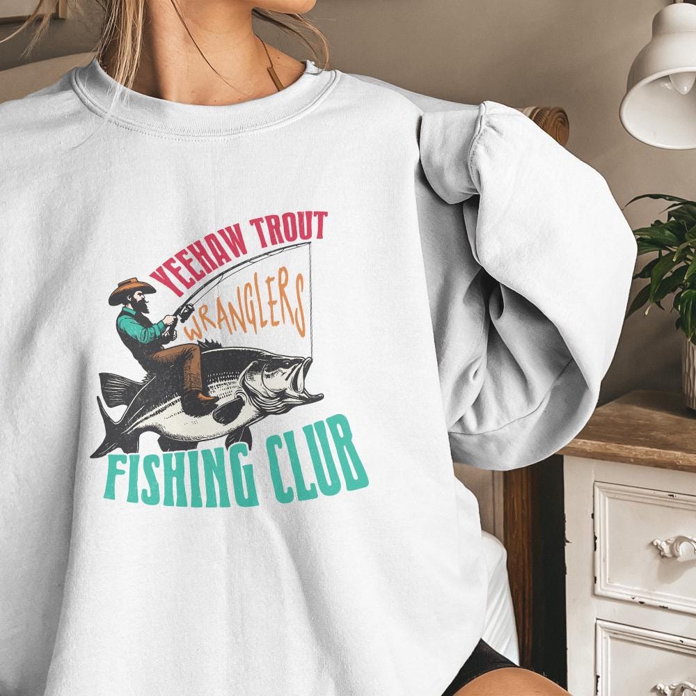 Trendy Western Fishing Club PNG, Digital Download - 300 DPI Design for
