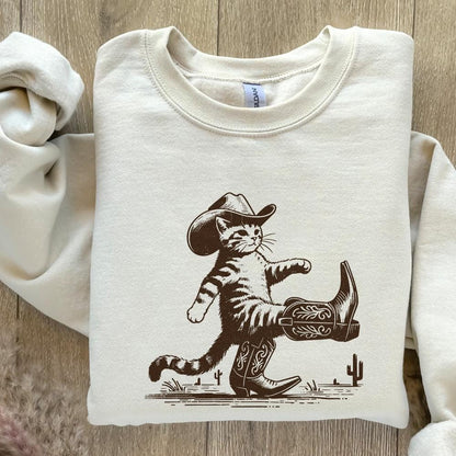 Funny Western Cowboy Cat Design, Retro Cowboy Cat Png - 300 DPI Design