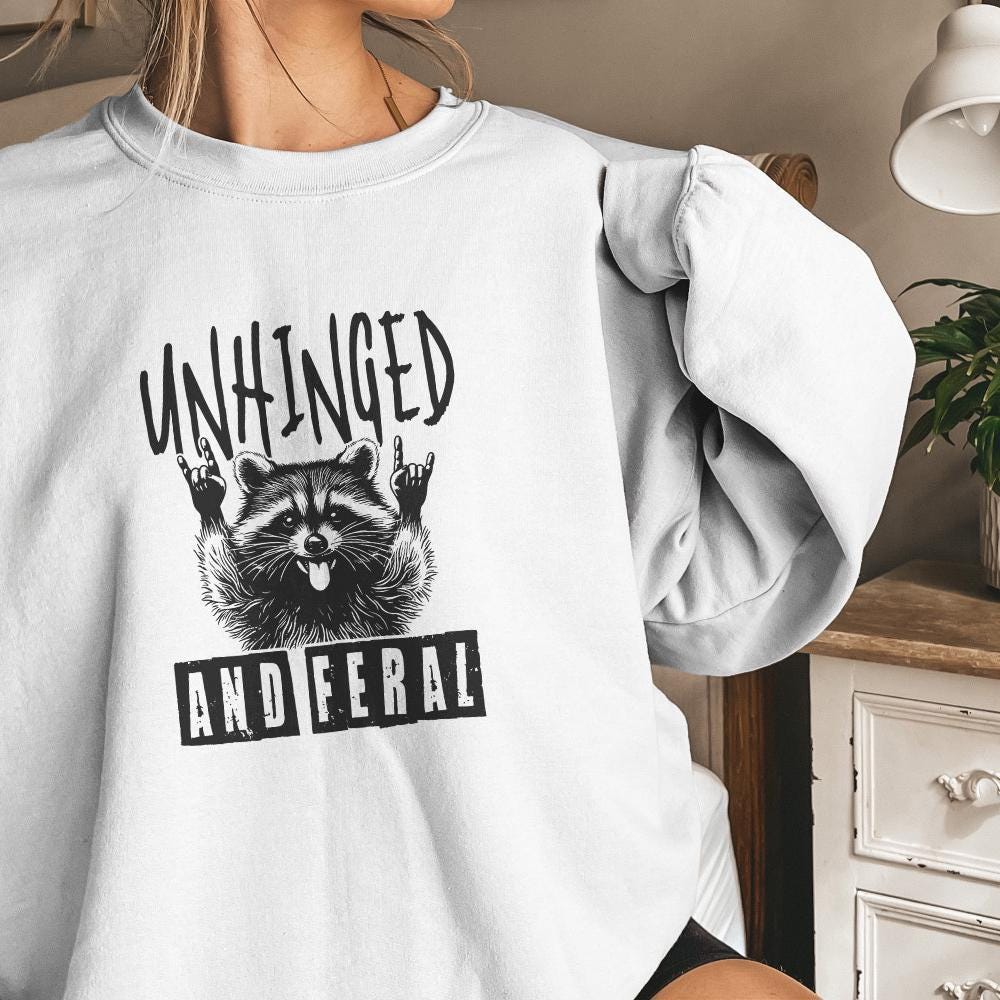 Unhinged And Feral Png, Funny Raccoon Png - 300 DPI Design for T-Shirt