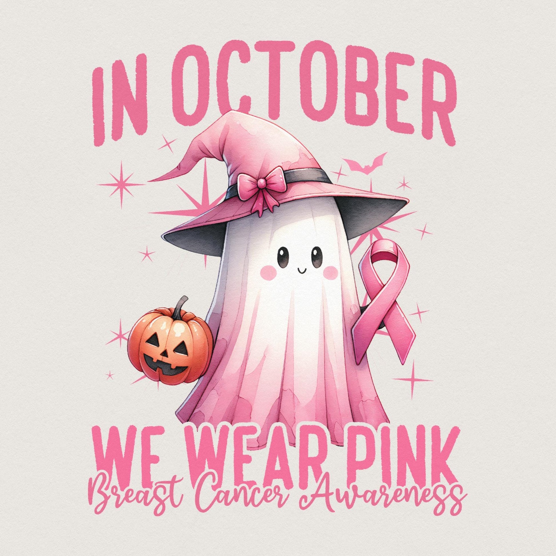 In October We Wear Pink PNG, Breast Cancer Awareness PNG - 300 DPI Design