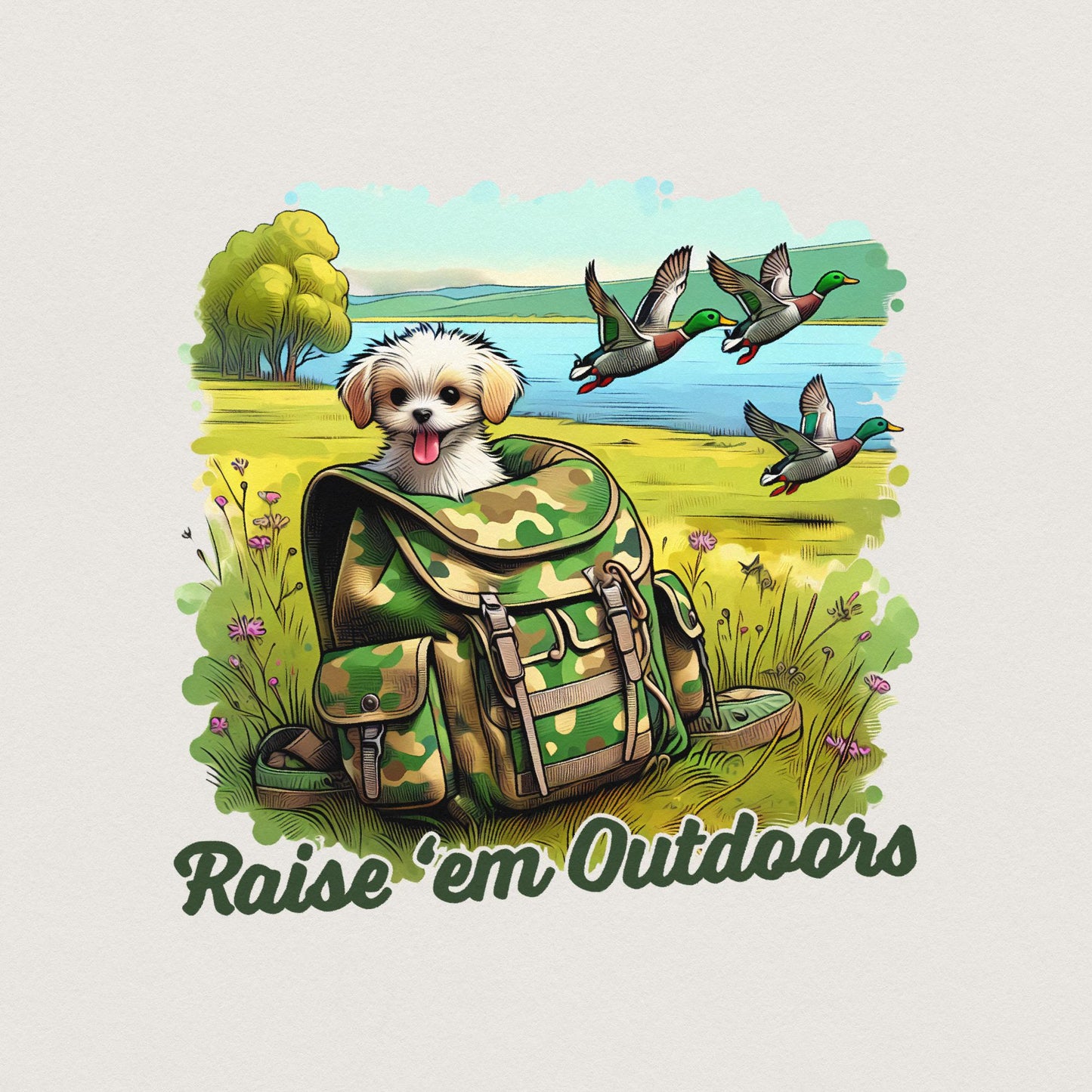 Raise Them Outdoors PNG, Duck Hunt PNG - 300 DPI Design for T-Shirt