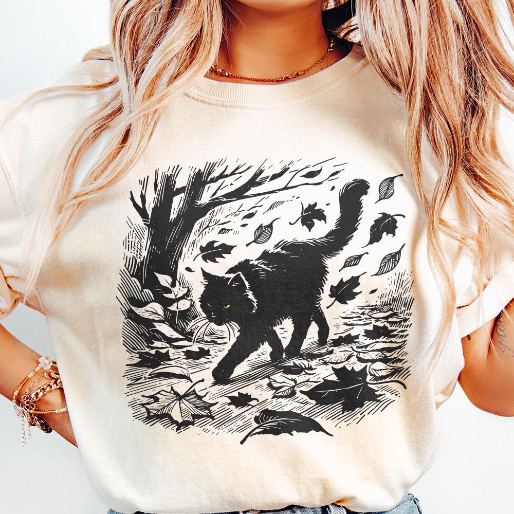 Black Cat Png, Halloween Cat Shirt - 300 DPI Design for T-Shirt