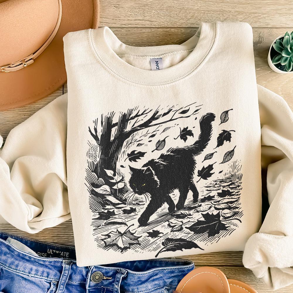 Black Cat Png, Halloween Cat Shirt - 300 DPI Design for T-Shirt