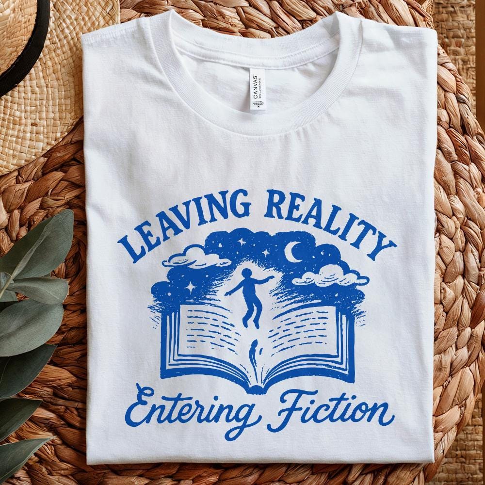 Leaving Reality Entering Fiction, Funny Retro Vintage Bookish png - 300