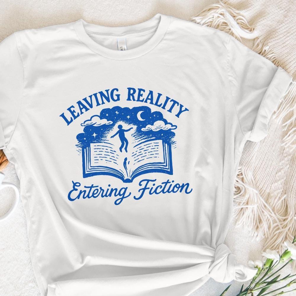 Leaving Reality Entering Fiction, Funny Retro Vintage Bookish png - 300