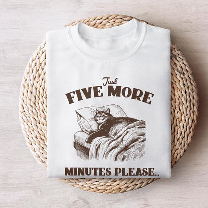 Five More Minutes, Lazy Cat png - 300 DPI Design for T-Shirt