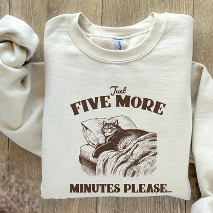 Five More Minutes, Lazy Cat png - 300 DPI Design for T-Shirt