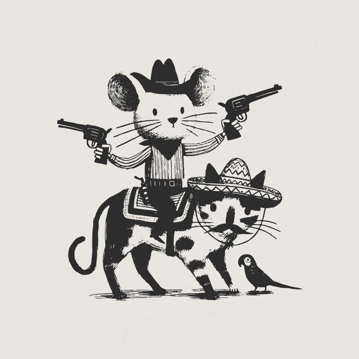 Mouse Cowboy, Cat png - 300 DPI Design for T-Shirt