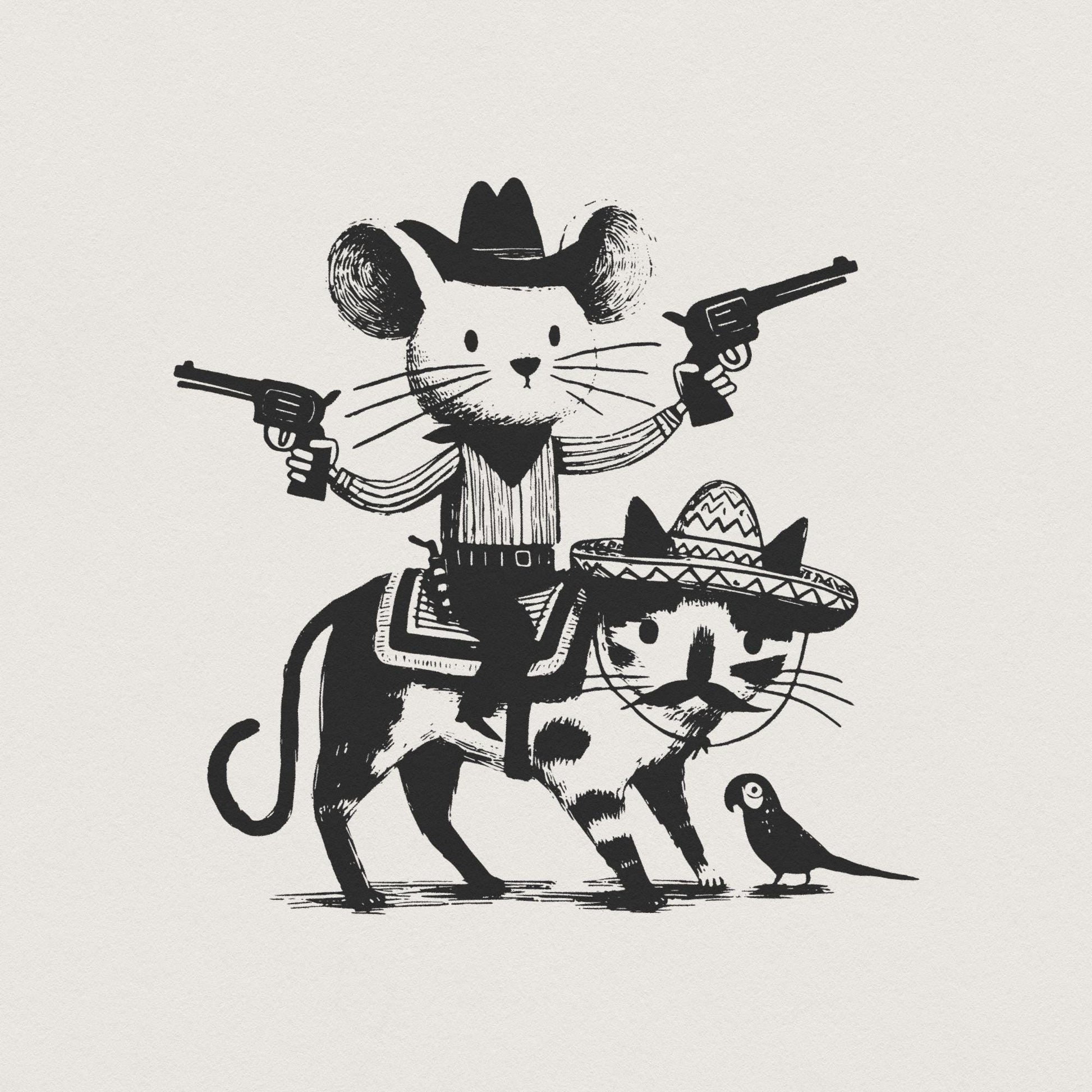 Mouse Cowboy, Cat png - 300 DPI Design for T-Shirt