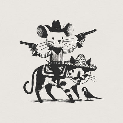Mouse Cowboy, Cat png - 300 DPI Design for T-Shirt