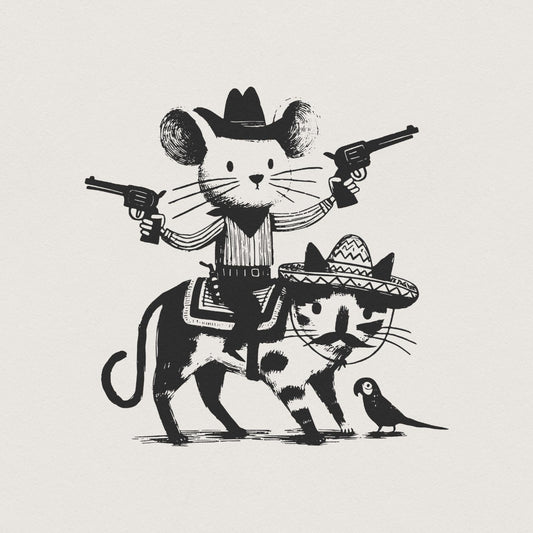 Mouse Cowboy, Cat png - 300 DPI Design for T-Shirt