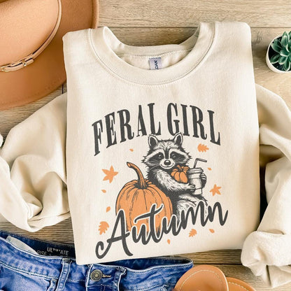 Feral Girl Autumn Png, Fall Png - 300 DPI Design for T-Shirt