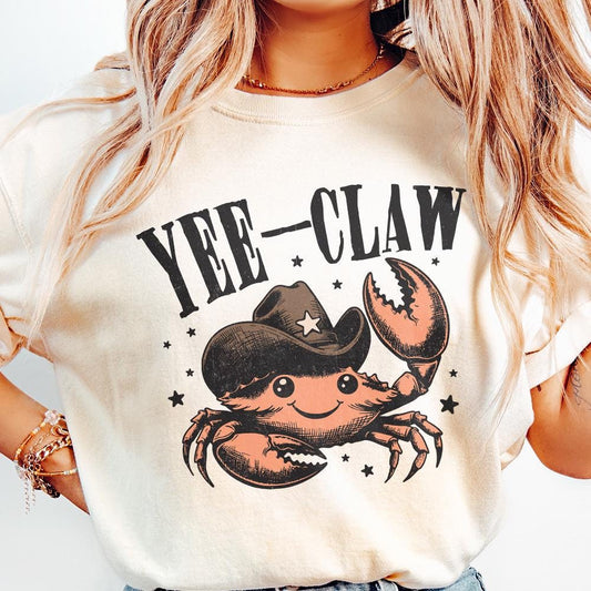 Yee Claw Crab png, Funny Cowboy Crab - 300 DPI Design for T-Shirt