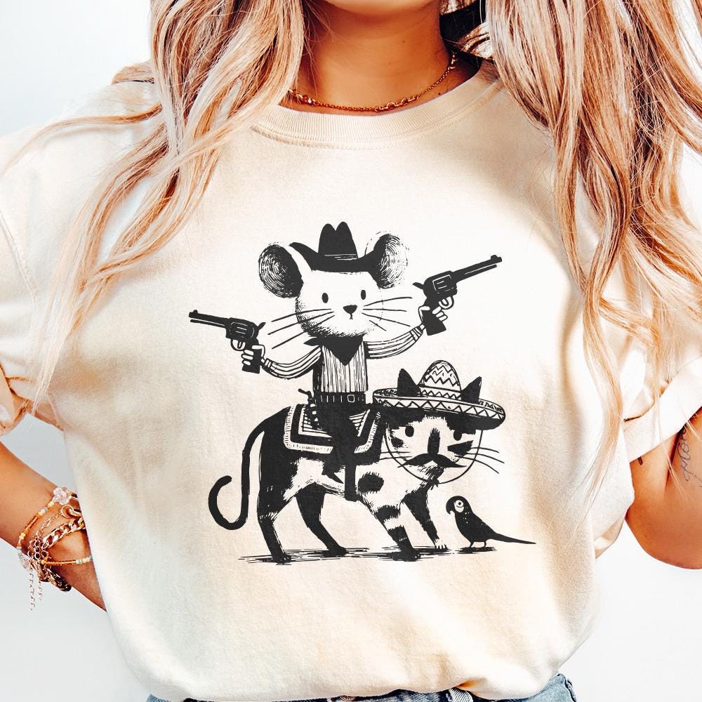 Mouse Cowboy, Cat png - 300 DPI Design for T-Shirt