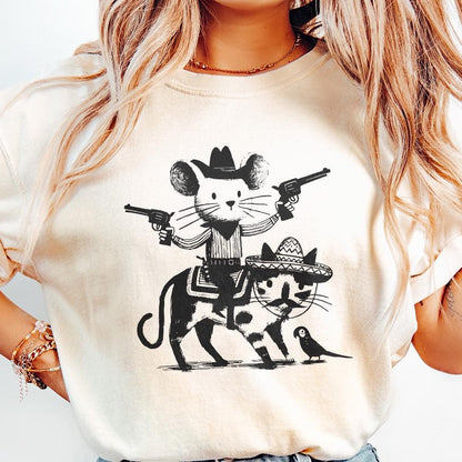 Mouse Cowboy, Cat png - 300 DPI Design for T-Shirt