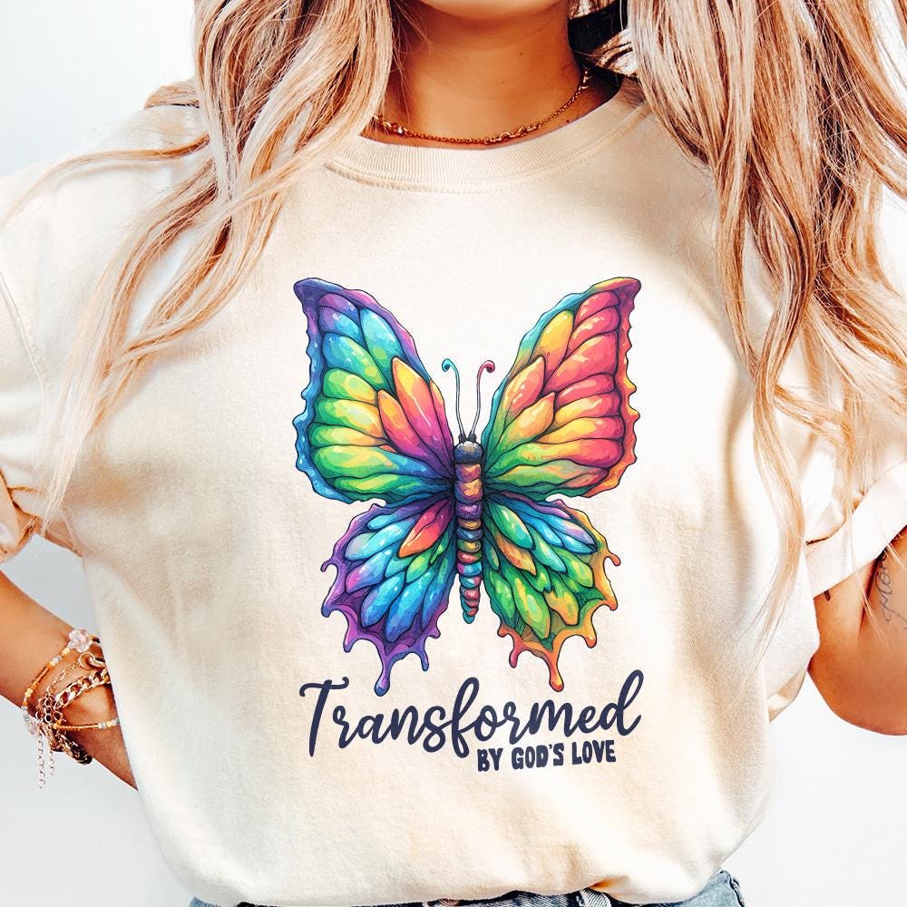Transformed By Gods Love PNG, Butterfly PNG - 300 DPI Design for T-Shirt