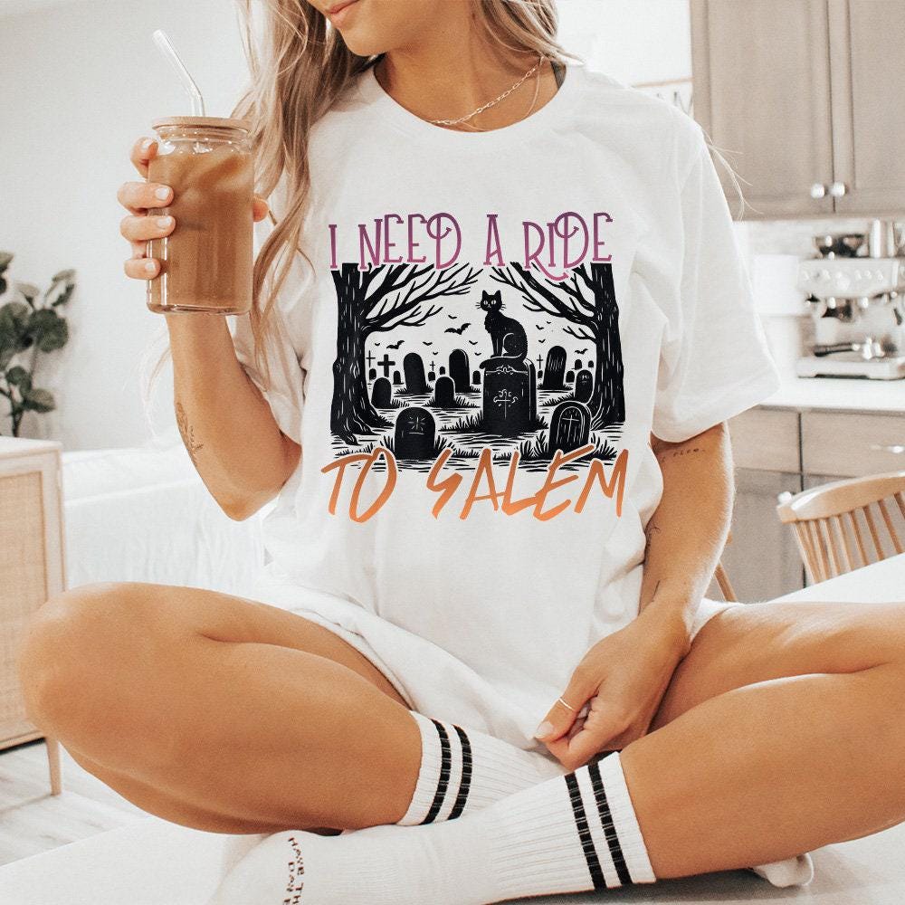 I Need a Ride to Salem Png, Halloween Cat Png - 300 DPI Design for T-Shirt